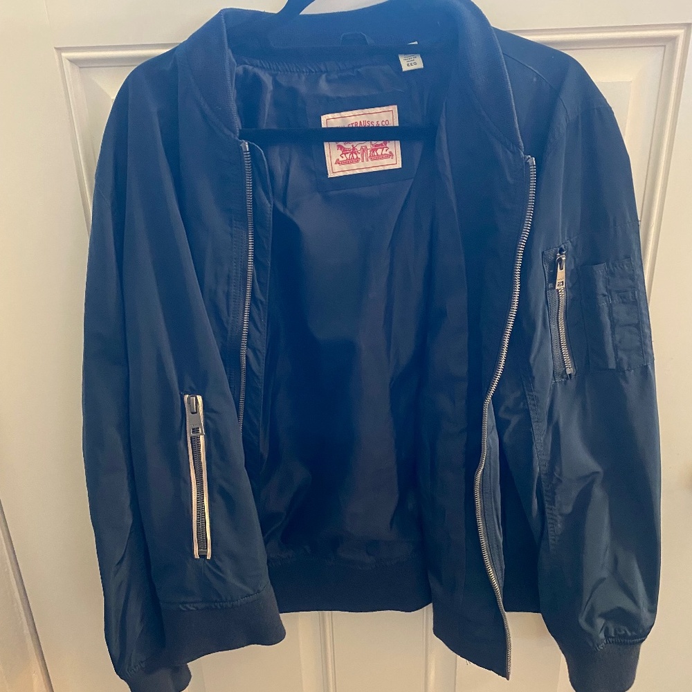 Vintage Navy Levi's Utility Bomber Jacket Size Xxl (Fits Xl)